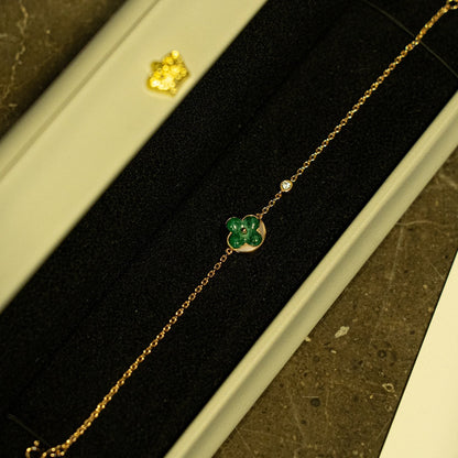 [baslovejewels]SUN MALACHITE 1 DIAMOND PINK GOLD BRACELET