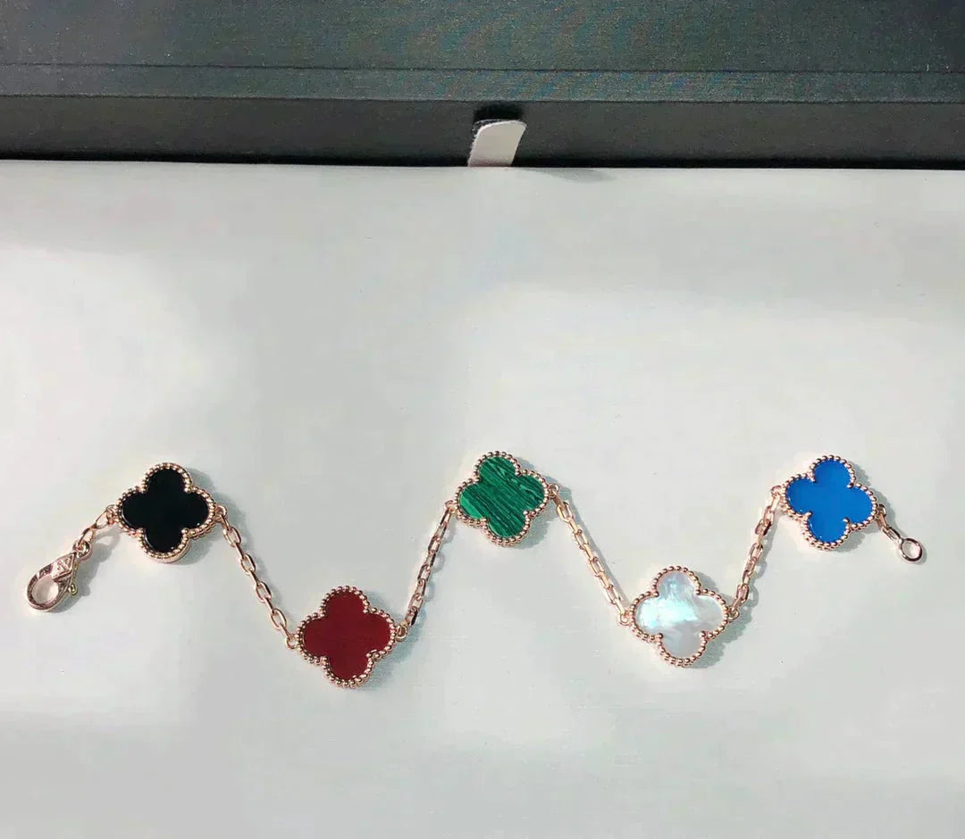 [AURORA]CLOVER 5 MOTIFS MULTICOLOR BRACELET