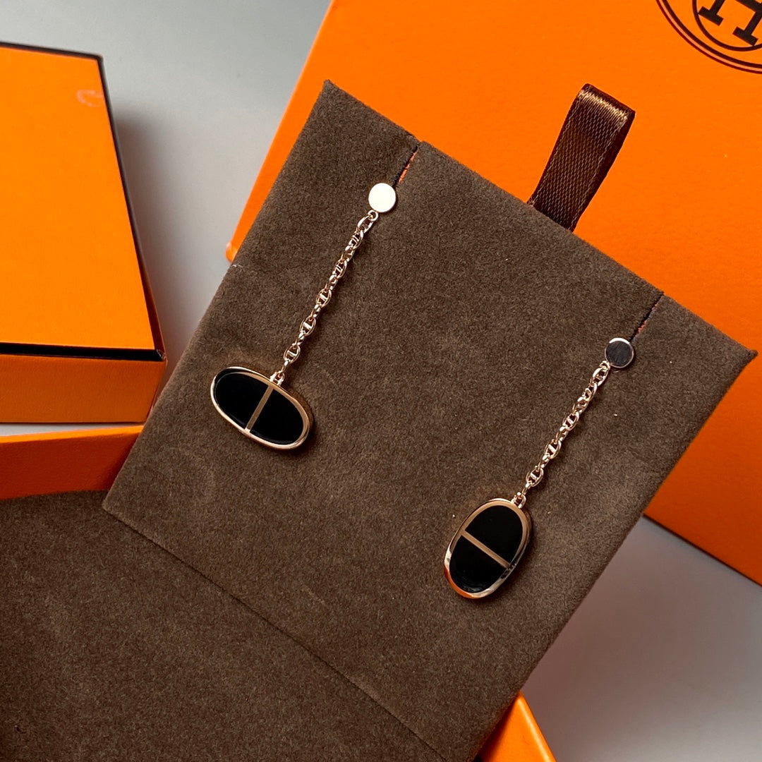 [baslovejewels]CHAINE VERSO BLACK CERAMIC EARRINGS