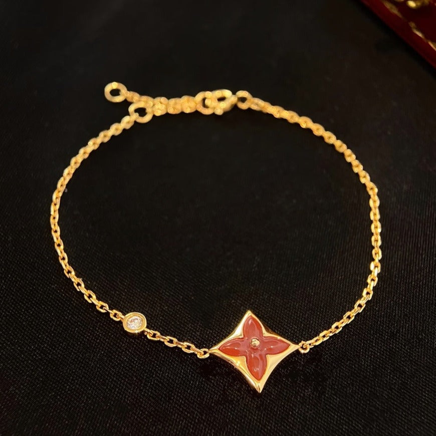 [baslovejewels]COLOR STAR CARNELIAN PINK GOLD DIAMOND BRACELET