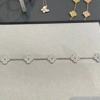 [AURORA]CLOVER 5 MOTIF FULL DIAMOND BRACELET COLLECTION