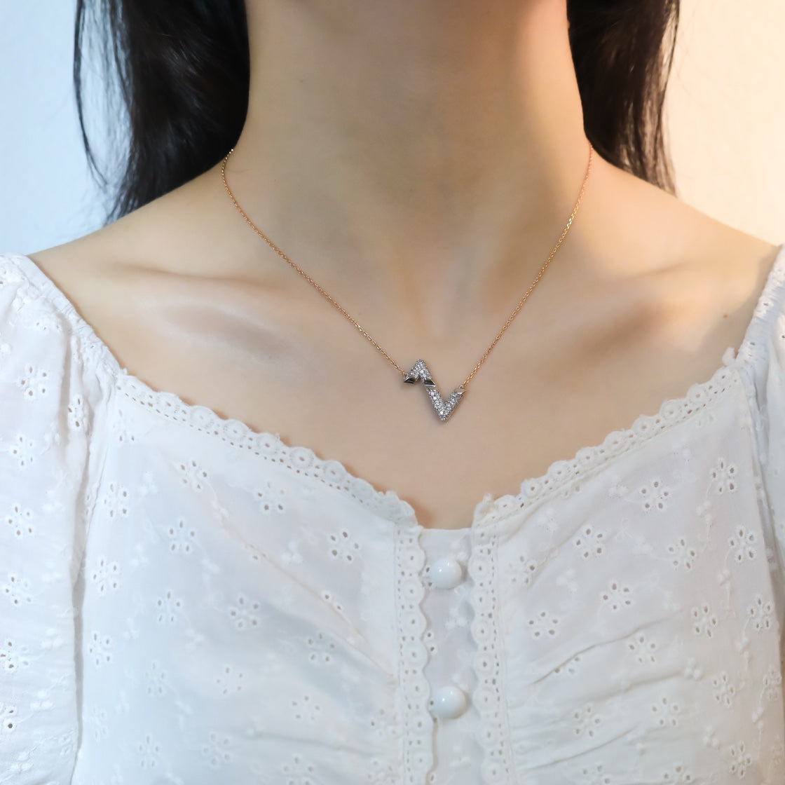 [baslovejewels]VOLT SILVER DIAMOND PEDANT NECKLACE