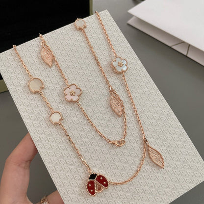 [AURORA]LUCKY SPRING 15 MOTIFS ROSE GOLD NECKLACE