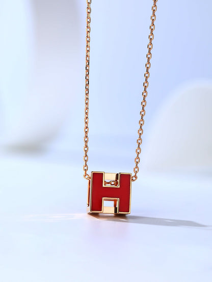 [baslovejewels]H CAGE PINK GOLD NECKLACE
