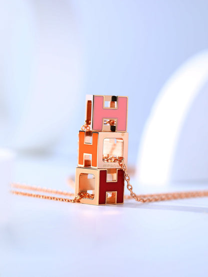[baslovejewels]H CAGE PINK GOLD NECKLACE