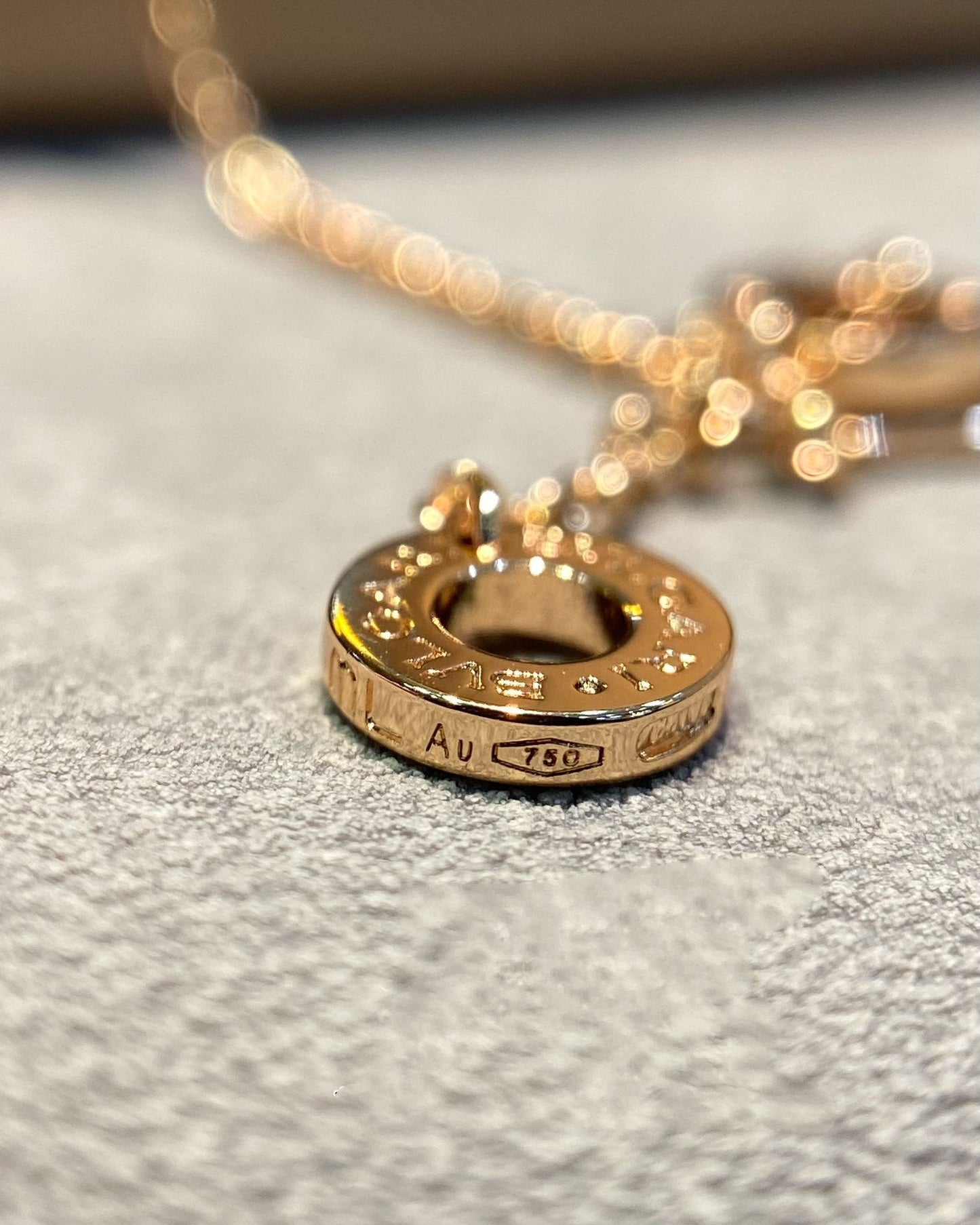 [AURORA]DREAM MOP DIAMOND PAVED PINK GOLD NECKLACE