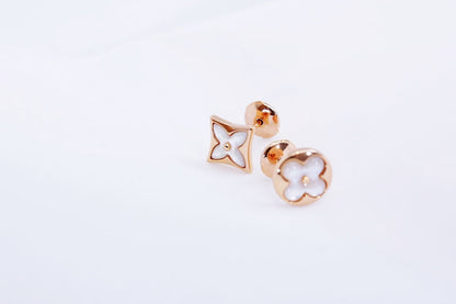 [baslovejewels]STAR AND SUN PINK GOLD MOP STUD EARRINGS