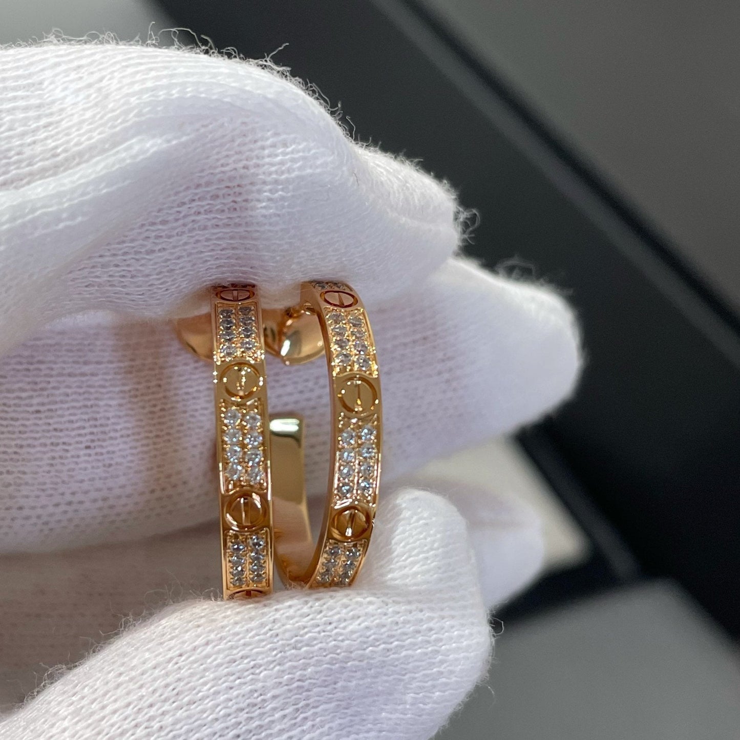 [AURORA]ラブ ダイヤモンド ピンクゴールド フープピアス