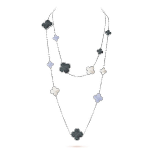 [basloveJW]CLOVER 16 MOTIV CHALCEDON MOP SILBER HALSKETTE