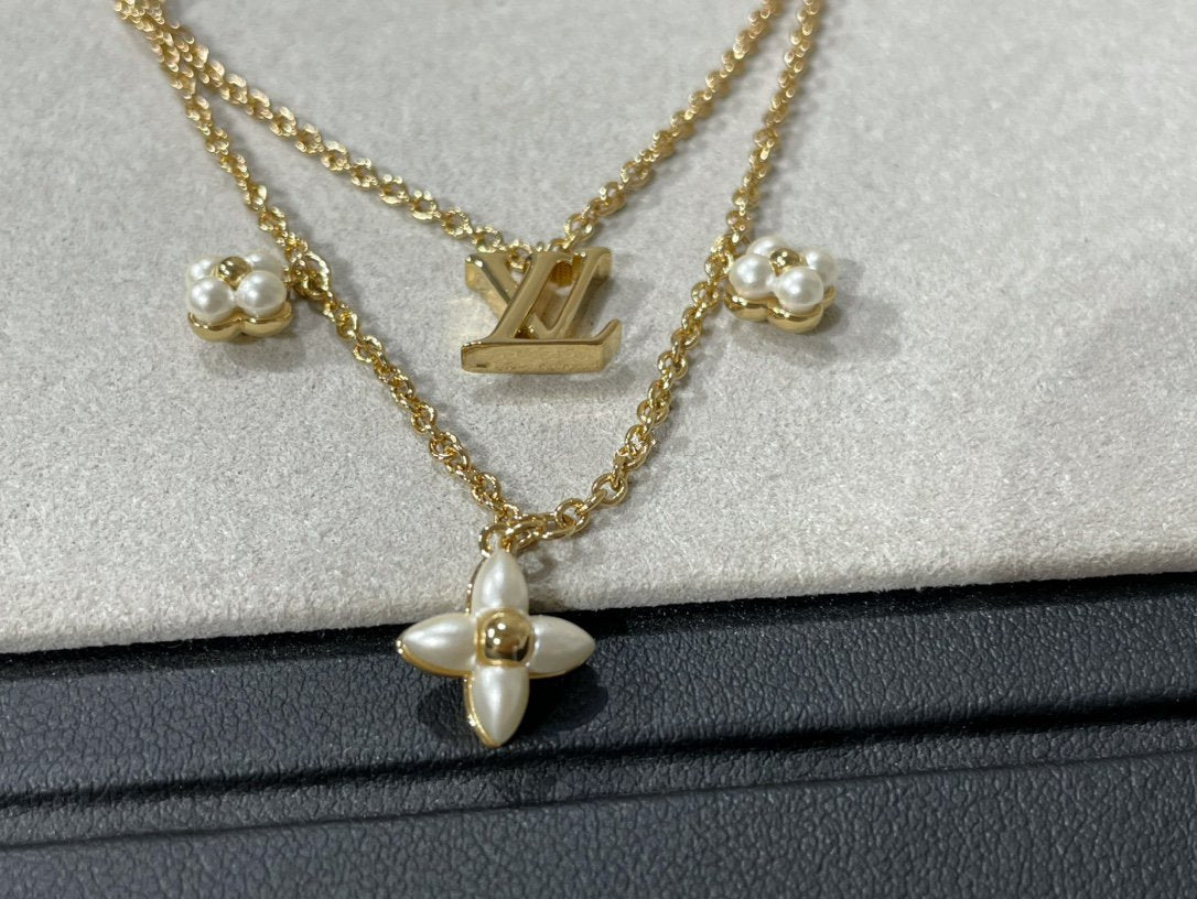 [baslovejewels]FLOWERGRAM GOLD MOP DOUBLE ROW NECKLACE