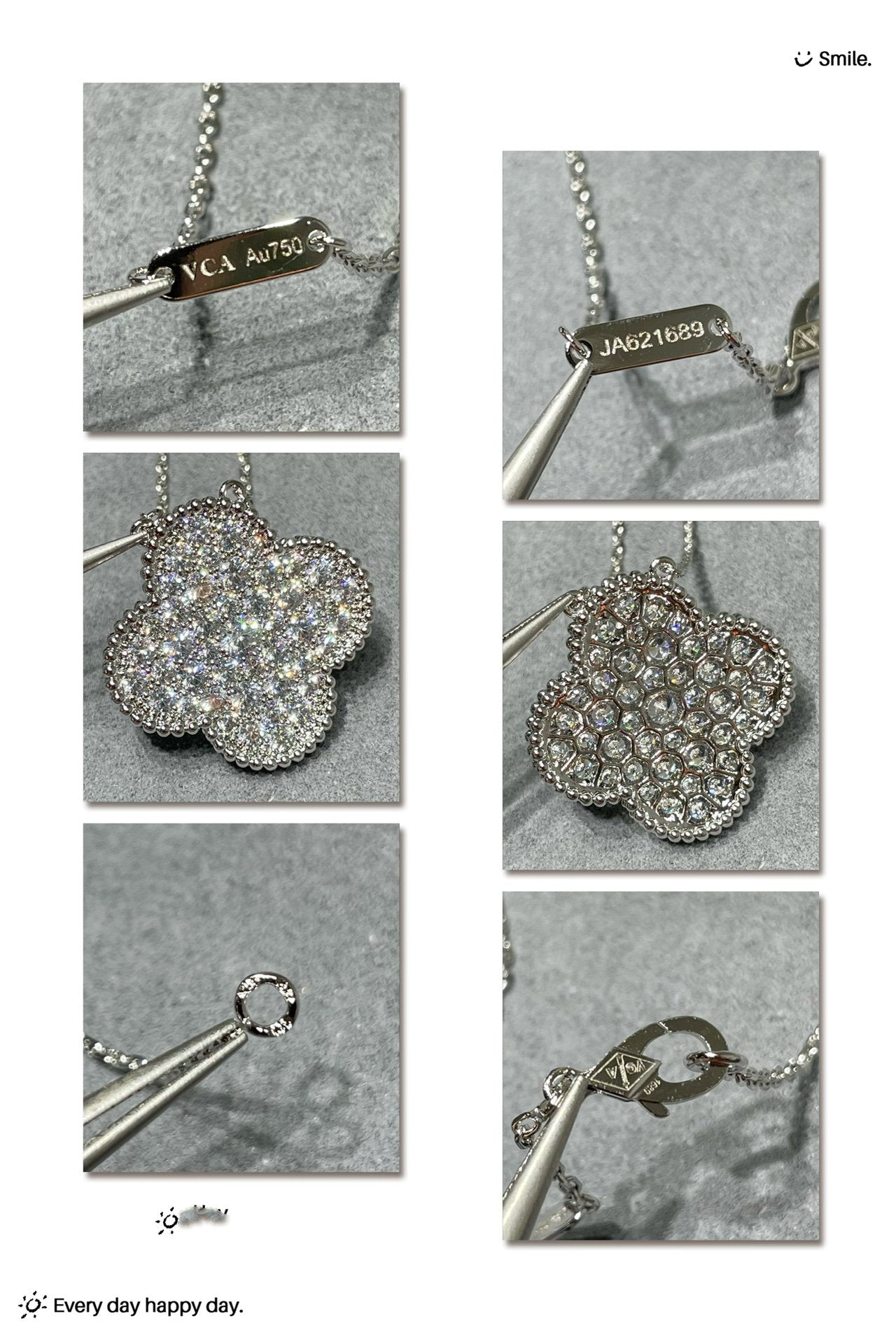 [basloveJW]クローバー 25mm ラージペンダント ダイヤモンドパヴェ シルバーネックレス
