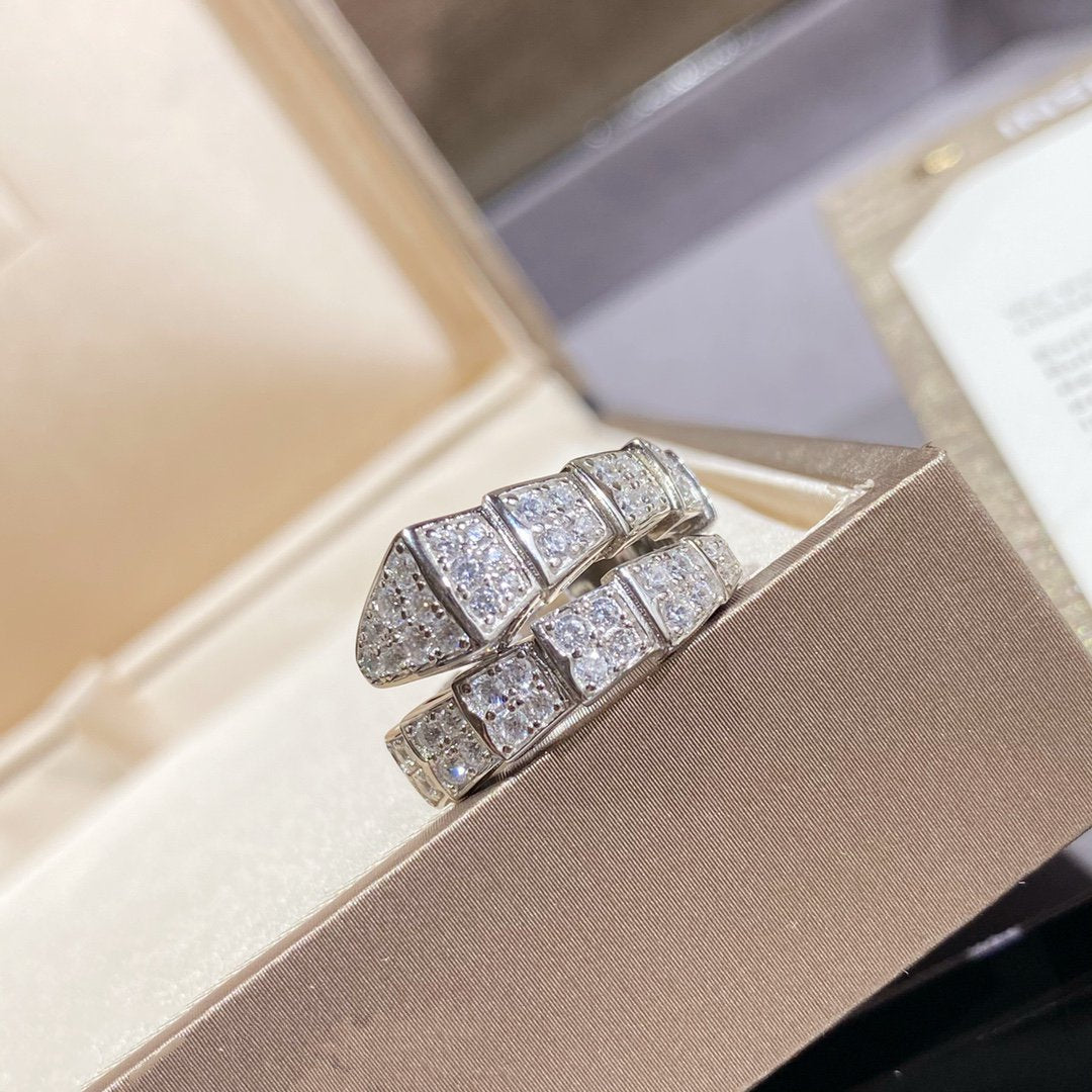 [AURORA]SERPENTI RING SILVER DIAMOND PAVED