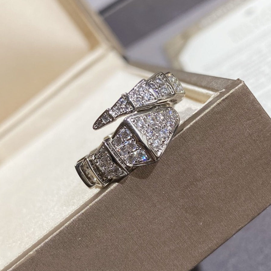 [AURORA]SERPENTI LARGE RING SILVER DIAMOND PAVED