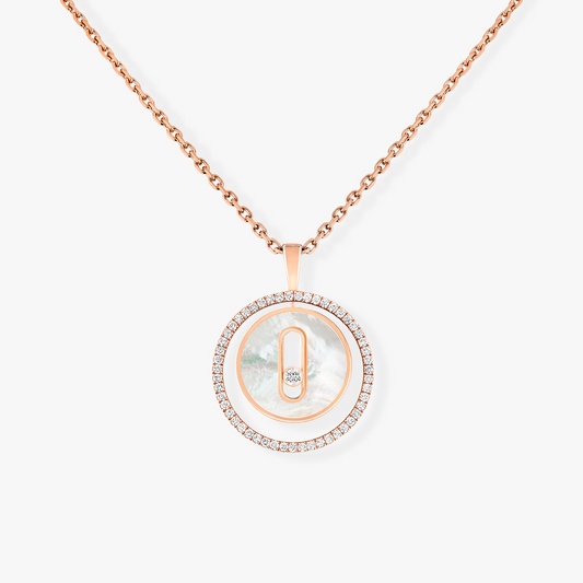 [AURORA]LUCKY MOVE 1 DIAMOND WHITE MOTHER OF PEARL PINK GOLD DIAMOND NECKLACE