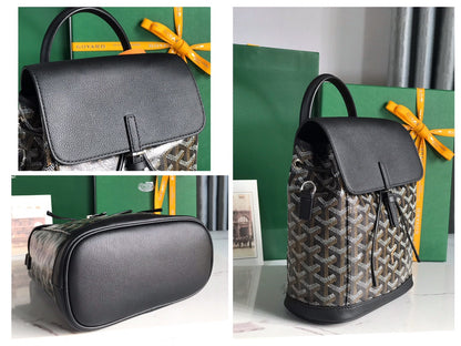 ALPIN MINI BACKPACK 21 IN BLACK LAMBSKIN AND GOYARDINE CANVAS
