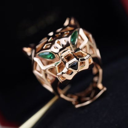 [AURORA]HOLLOW LEOPARD HEAD RING