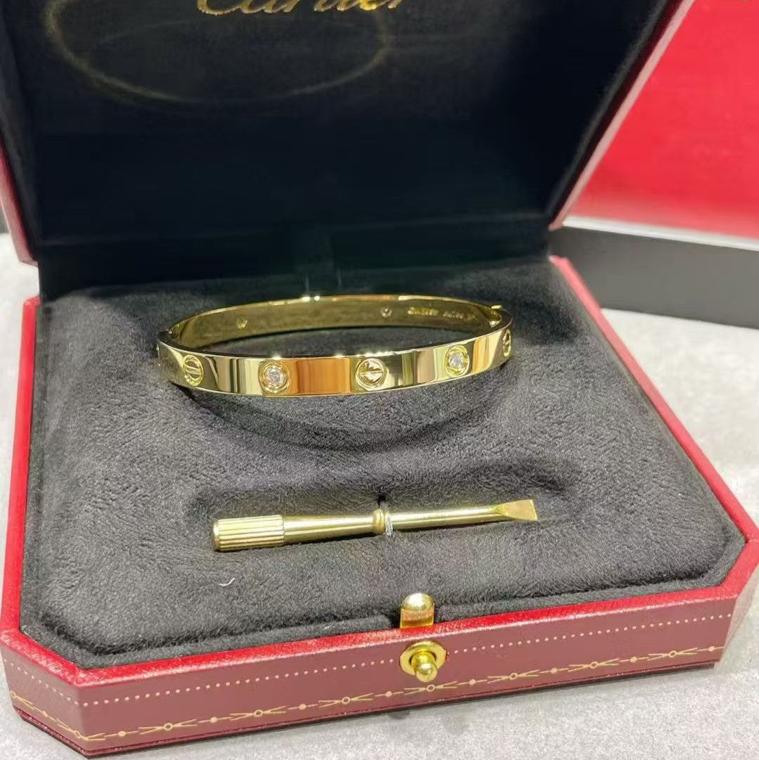 [AURORA]LOVE BRACELET 6.1MM 4 DIAMONDS NEW (SINGLE SCREW)