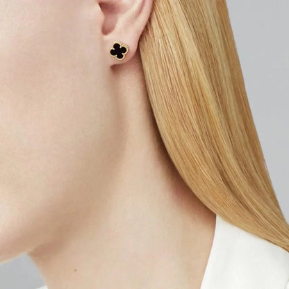 [AURORA]CLOVER MINI 9.5MM BLACK MOP EARRINGS