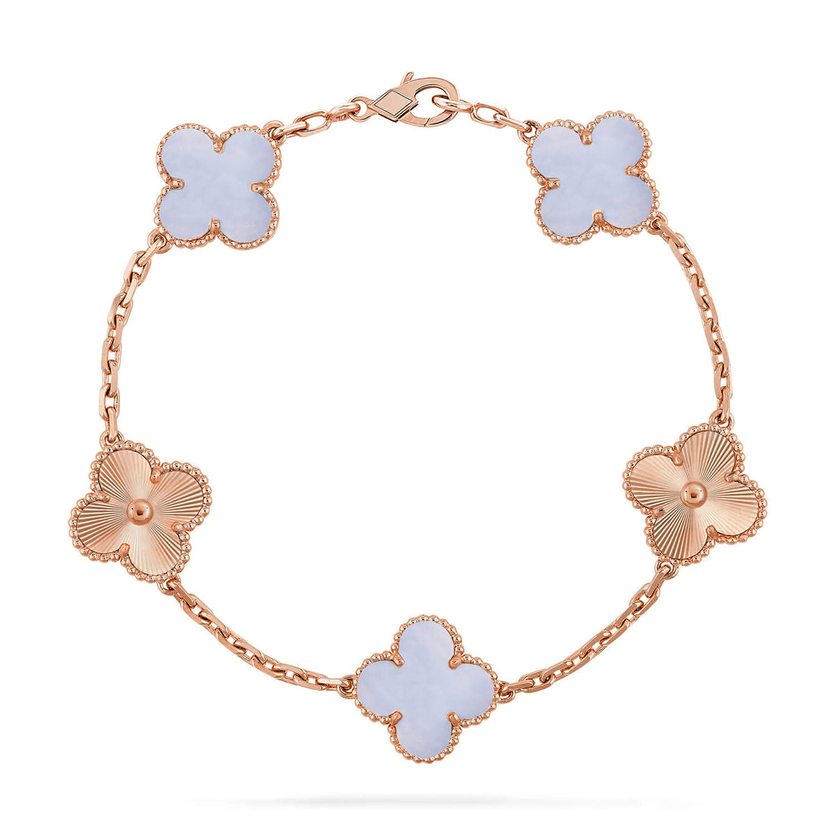 [AURORA] CLOVER 5 MOTIF PURPLE CHALCEDONY BRACELET COLLECTION
