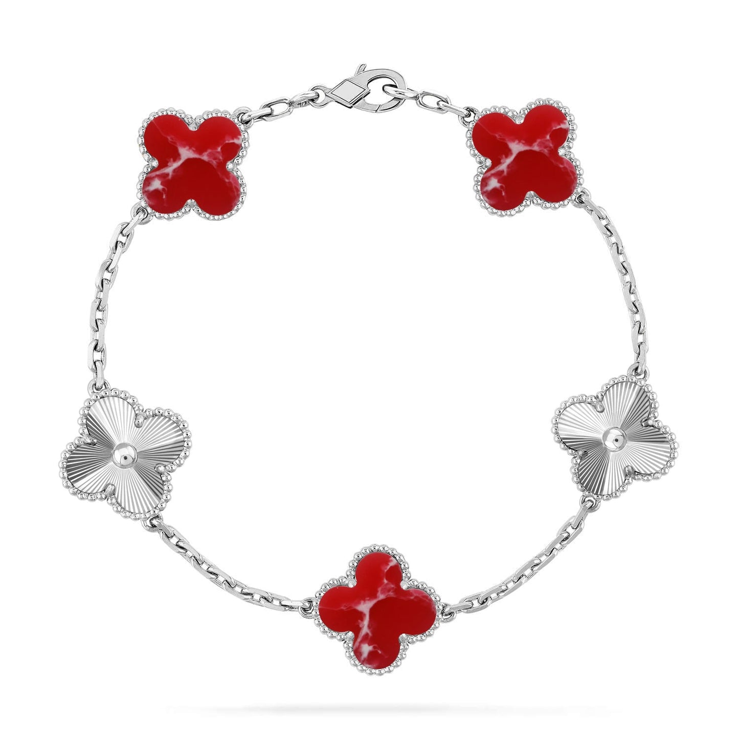 [AURORA]CLOVER 5 MOTIF RED PATTERN BRACELET COLLECTION