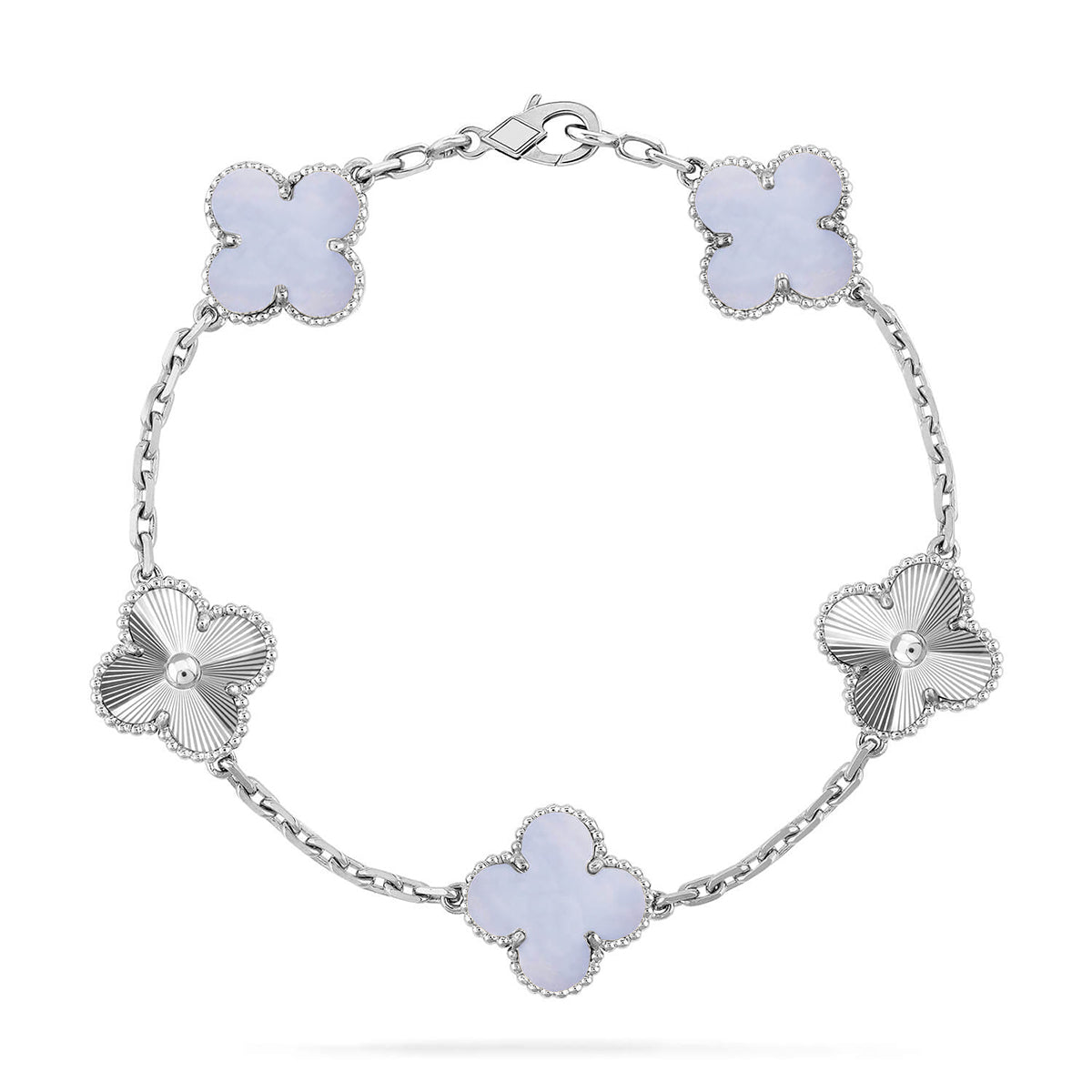 [AURORA] CLOVER 5 MOTIF PURPLE CHALCEDONY BRACELET COLLECTION