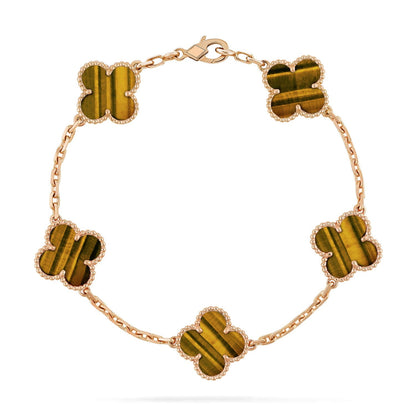 [AURORA]CLOVER 5 MOTIFS TIGER EYE BRACELET COLLECTION