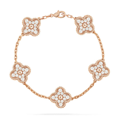[AURORA]CLOVER 5 MOTIF FULL DIAMOND BRACELET COLLECTION