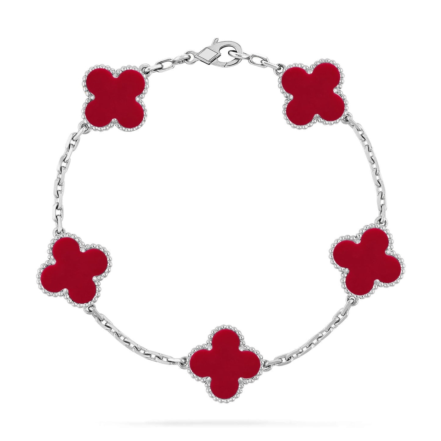 [AURORA]CLOVER 5 MOTIF RED CORNELIAN BRACELET COLLECTION