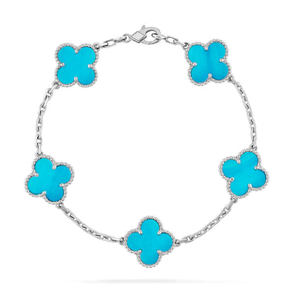 [AURORA] CLOVER 5 MOTIF TURQUOISE BRACELET COLLECTION