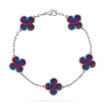 [AURORA]CLOVER 5 MOTIF COLOR GEMSTONES BRACELET COLLECTION