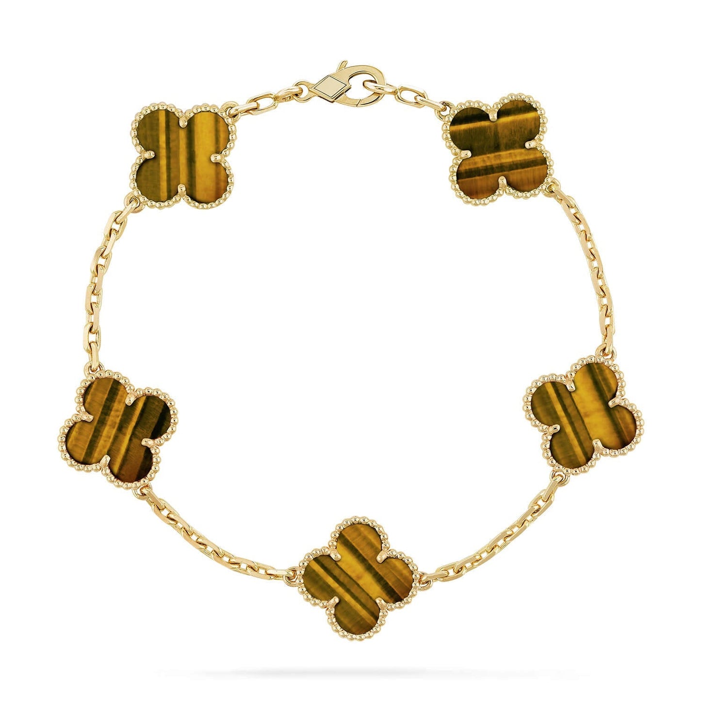 [AURORA]CLOVER 5 MOTIFS TIGER EYE BRACELET COLLECTION