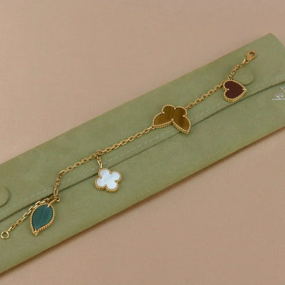 [AURORA]LUCKY SPRING 5 MOTIF GOLD BRACELET