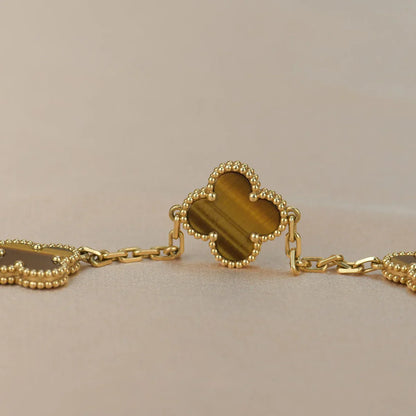 [AURORA]CLOVER 5 MOTIFS TIGER EYE BRACELET COLLECTION