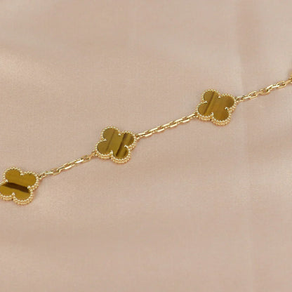 [AURORA]CLOVER 5 MOTIFS TIGER EYE BRACELET COLLECTION