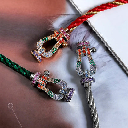 [baslovejewels]FORCE LARGE HORSESHOE  COLORED DIAMOND BRACELET ROSE GOLD