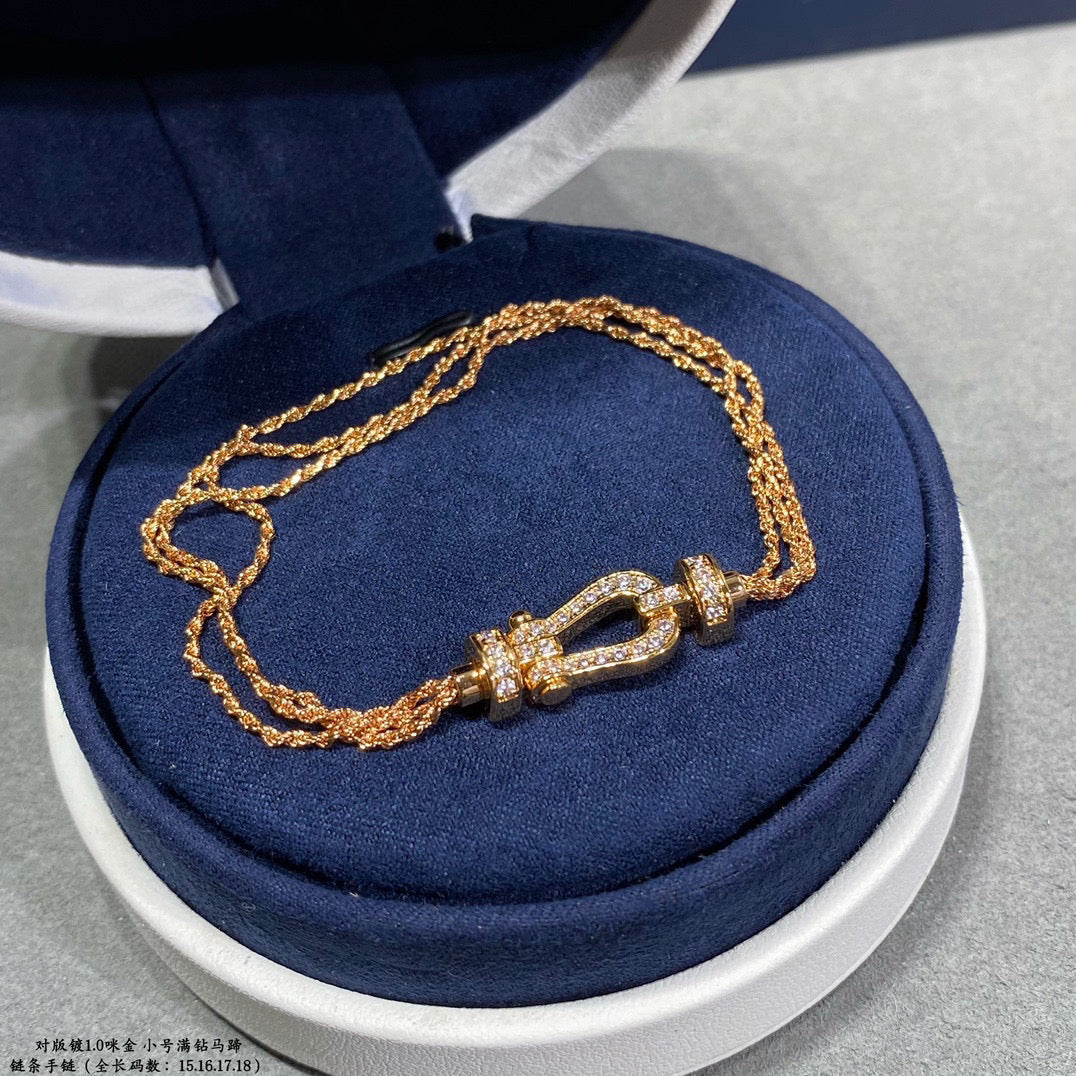 [baslovejewels]FORCE SMALL HORSESHOE  DIAMOND CHAIN ROPE BRACELET