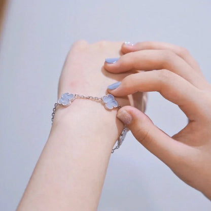 [AURORA] CLOVER 5 MOTIF PURPLE CHALCEDONY BRACELET COLLECTION