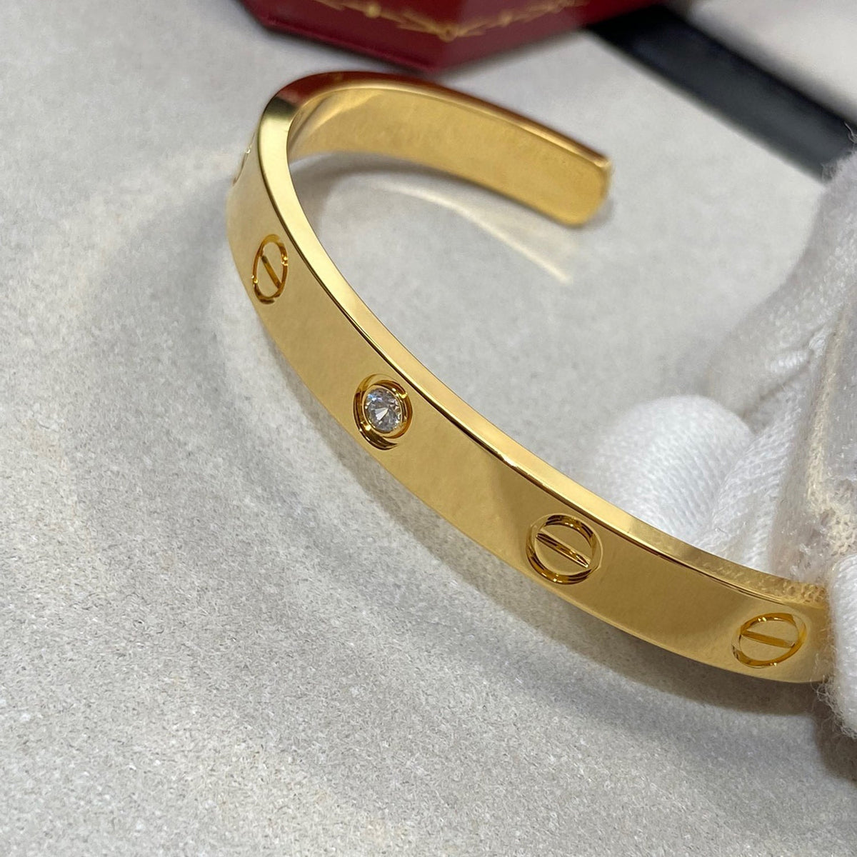 [AURORA]LOVE BRACELET 6.1MM 1 DIAMOND OPEN CUFF