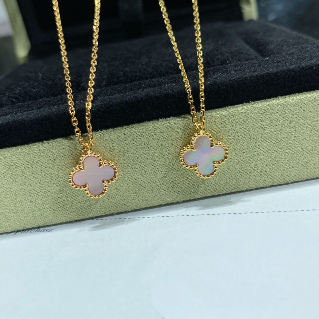 [basloveJW]クローバー 9.5mm ピンク マザーオブパール ネックレス