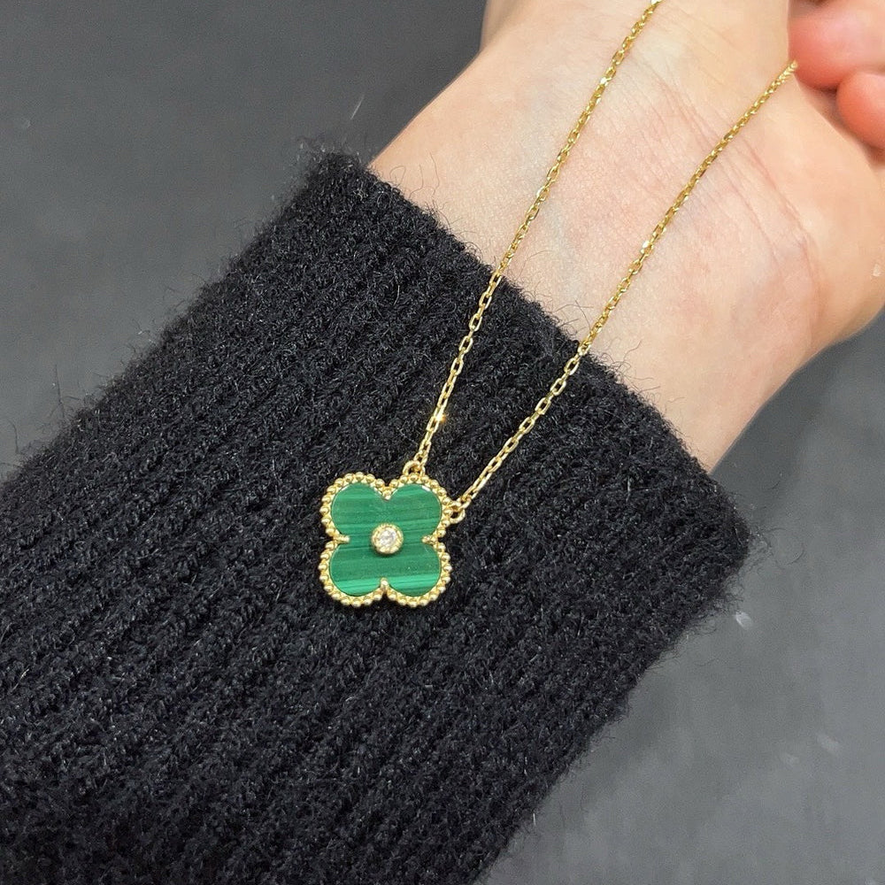 [basloveJW]CLOVER 15MM DIAMANT-TÜRKIS-HALSKETTE