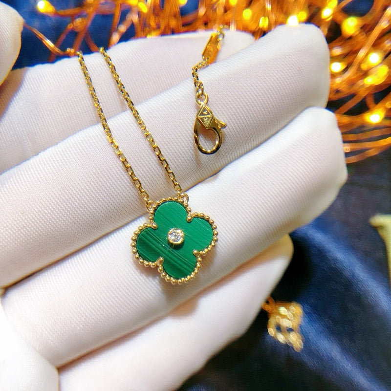 [basloveJW]CLOVER 15MM DIAMANT-TÜRKIS-HALSKETTE