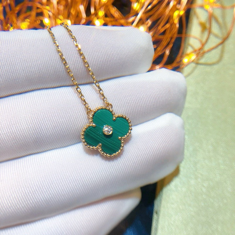 [basloveJW]CLOVER 15MM DIAMANT-TÜRKIS-HALSKETTE