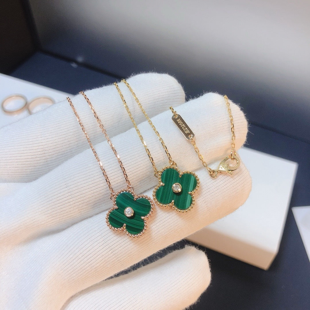 [basloveJW]CLOVER 15MM DIAMANT-TÜRKIS-HALSKETTE