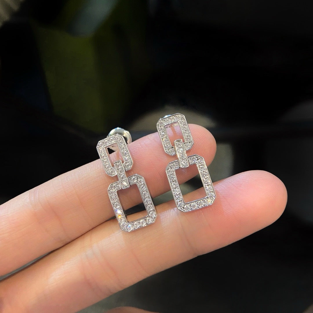 [baslovejewels]LINKS MEDIUM EARRINGS DIAMOND