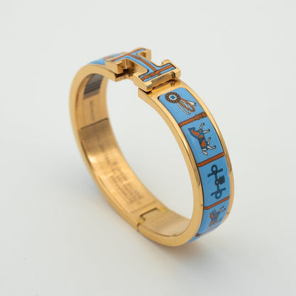 [baslovejewels]H PINK GOLD BRACELET BLUE CERAMIC