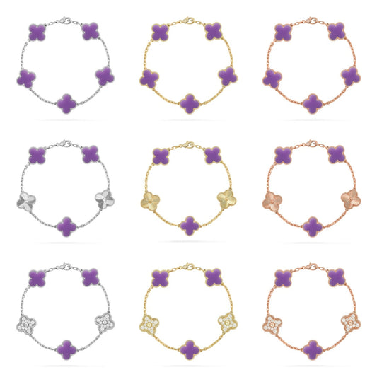 [AURORA]CLOVER 5 MOTIF LIGHT PURPLE BRACELET COLLECTION