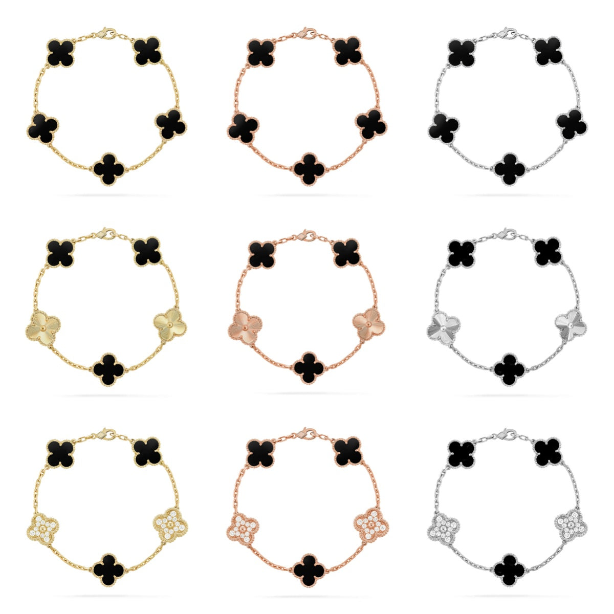 [AURORA]CLOVER 5 MOTIF ONYXS BRACELET COLLECTION