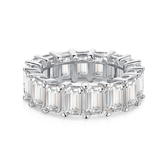 [baslovejewels]0.75 Carat Elegant Emerald Cut Tennis Ring
