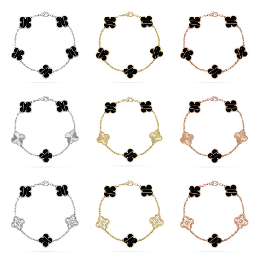 [AURORA] CLOVER 5 MOTIF PULSAR STONE BRACELET COLLECTION