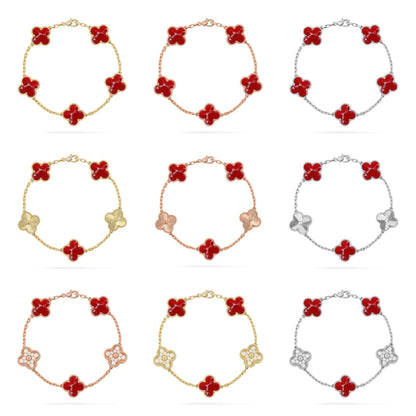 [AURORA]CLOVER 5 MOTIF RED PATTERN BRACELET COLLECTION